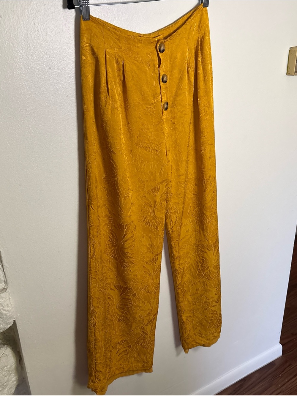 House of Harlow x Revolve Yellow Satin High Waist Wide-Leg Pants
